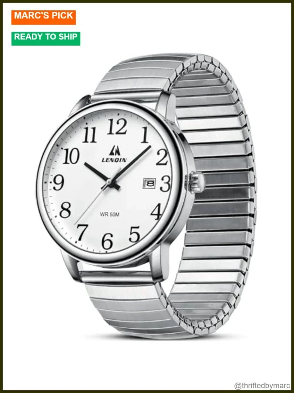 Mens Wrist Watch Easy Read Analog Quartz Sport Waterproof Date Stainless Steel